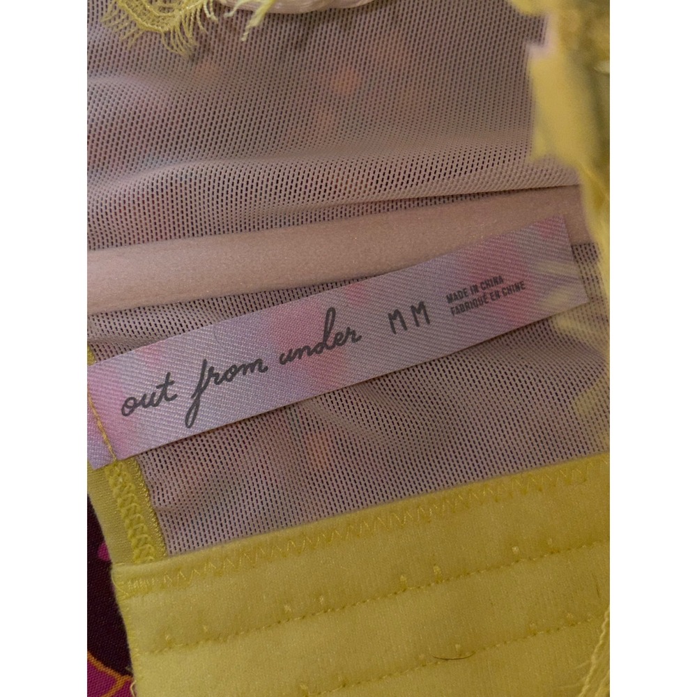 Out From Under Modern Love Corset Lemon Yellow Lace Mesh Bustier Top Medium - Picture 6 of 7